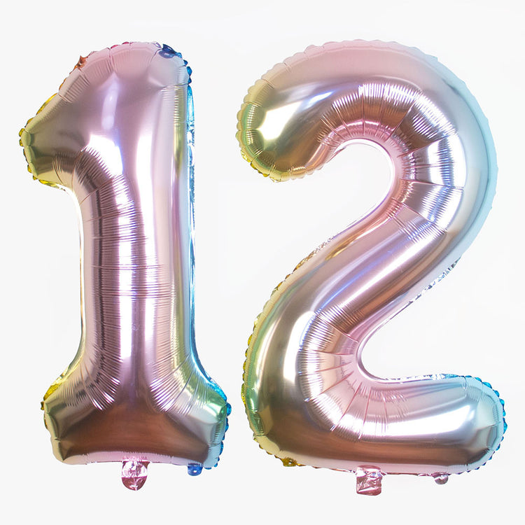 Giant helium balloon pastel gradient number for birthday decoration