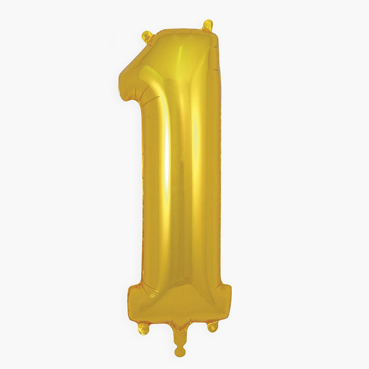 Ballon chiffre 2 doré 100 cm gonflé à l'hélium - Fiesta Republic