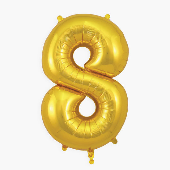 ballon géant chiffre numéro 8 huit or doré fête d'anniversaire