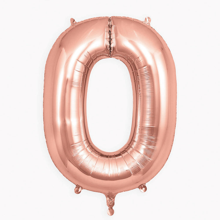 Globo gigante de helio número 0 oro rosa para decoración de fiesta de cumpleaños