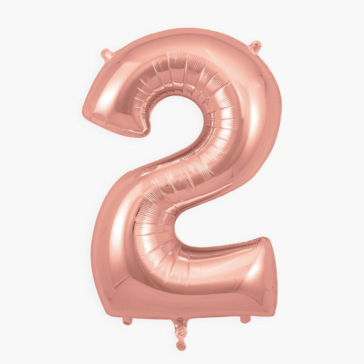 Globo gigante de helio número 2 oro rosa para decoración de fiesta de cumpleaños