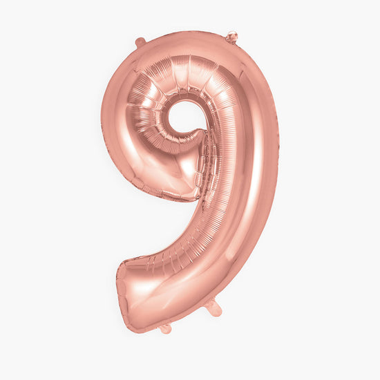 Globo gigante de helio número 9 oro rosa para decoración de fiesta de cumpleaños