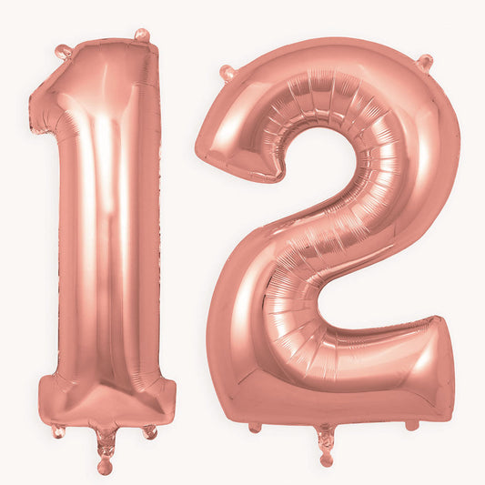 Palloncino gigante ad elio con numero in oro rosa per la decorazione della festa di compleanno