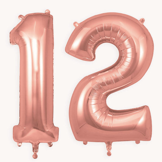 Ballon chiffre rose gold 86 cm : décoration anniversaire