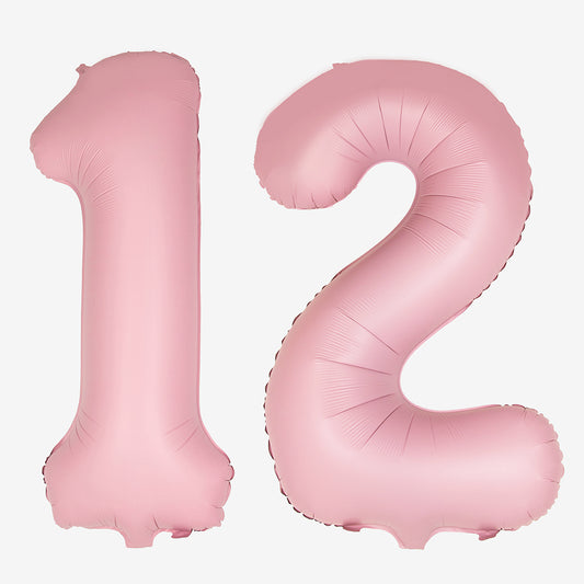 Ballon géant à hélium avec gros chiffre 12 rose