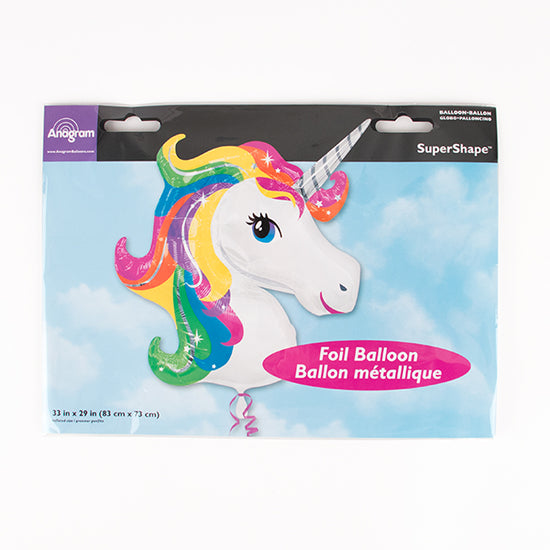 Unicorn helium balloon for the decoration of a girl's birthday.