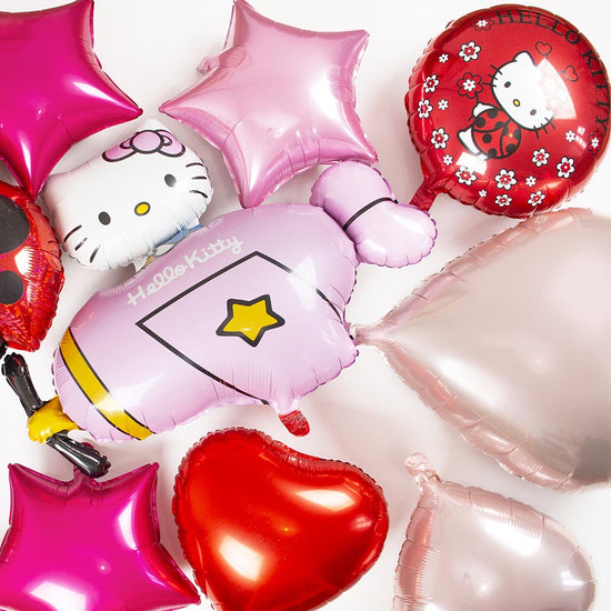 Globo de aluminio hello kitty ladybug para decoración de cumpleaños de niña