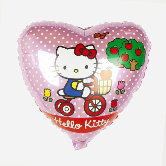 Globo helio corazón hello kitty: decoración cumpleaños niña, baby shower niña