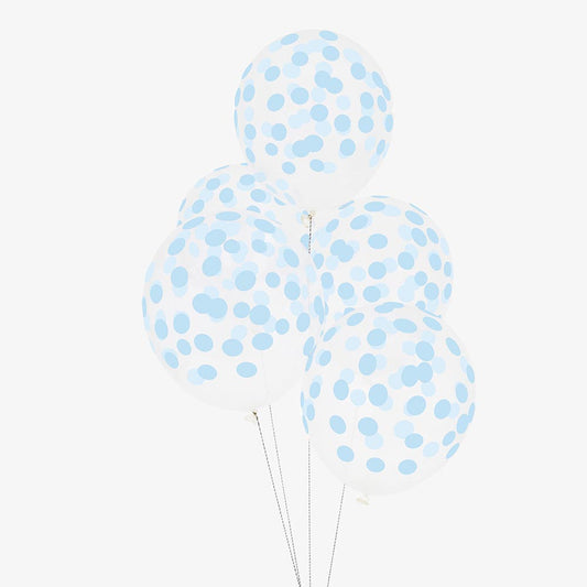 Ballons transparents à pois bleus pour anniversaire reine des neiges