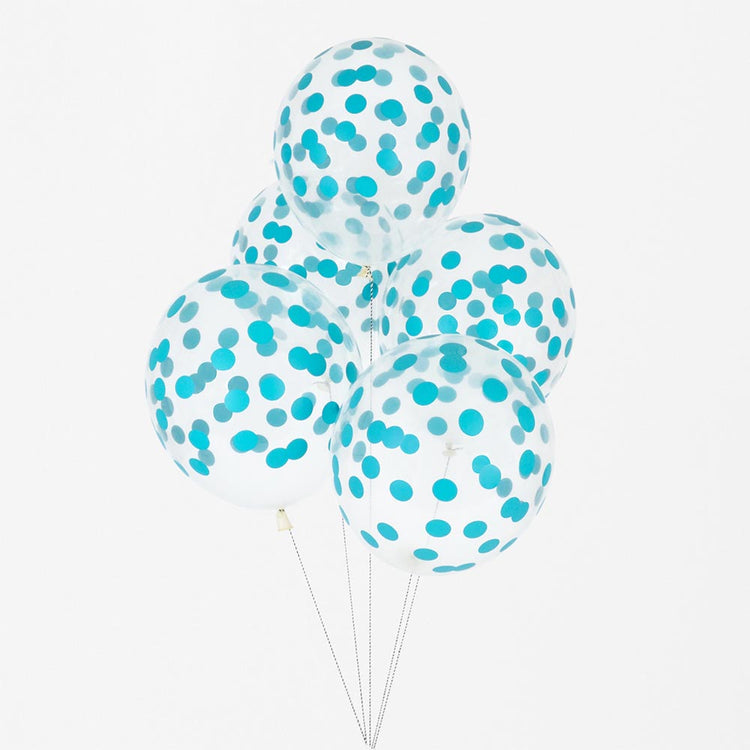 Blue confetti balloons for boy baby shower or birthday