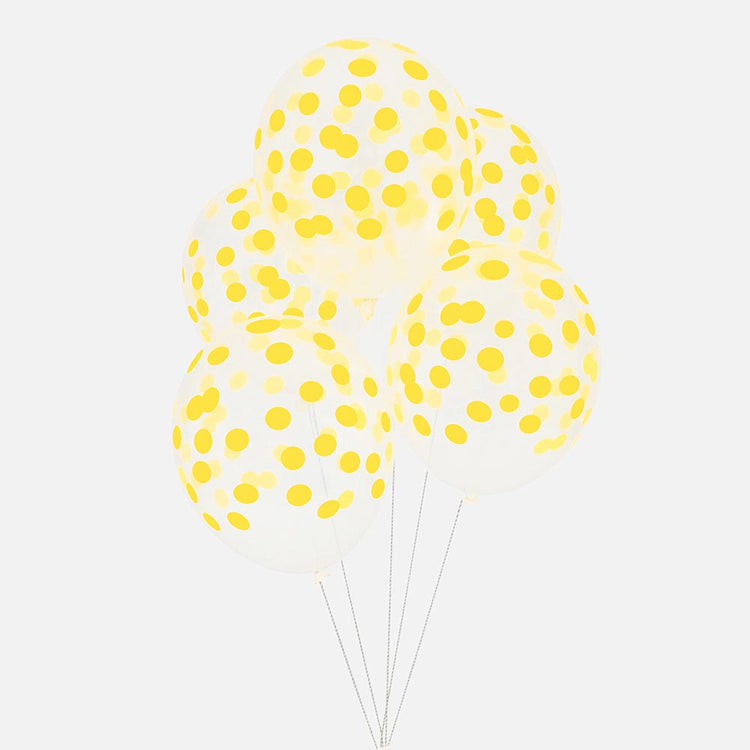 Ballons imprimés confettis jaune My Little Day pour deco fete ou baby shower