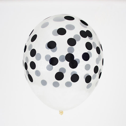 Black confetti balloons: birthday decoration, wedding