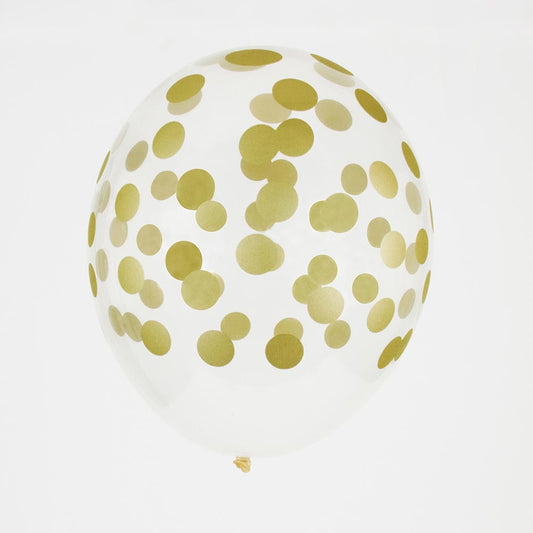 Gold confetti printed balloons from My Little Day for party or wedding decoration.