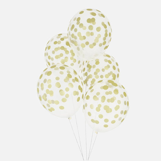 Ballon transparent confettis dorés pour décoration de mariage ou de fete.