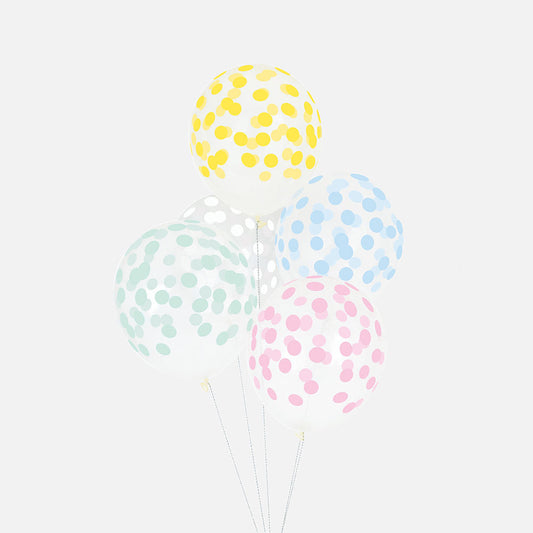 Ballons baudruche confettis pastel pour deco de fete anniversaire, baby shower