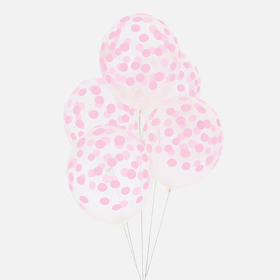 Ballon de baudruche confettis rose pour déco d'anniversaire ou baby shower.