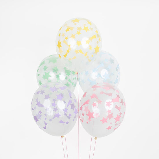 Balloons: 5 pastel star balloons