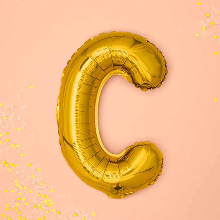 Pequeño globo dorado con letra C para decoración de cumpleaños y decoración de bodas