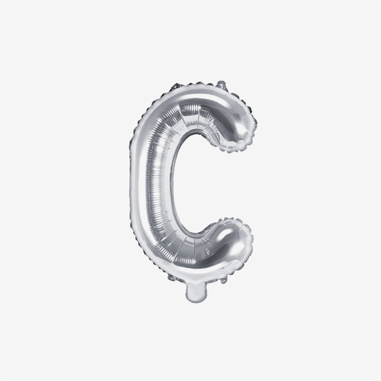Petit ballon lettre argenté C pour decoration anniversaire et decoration mariage