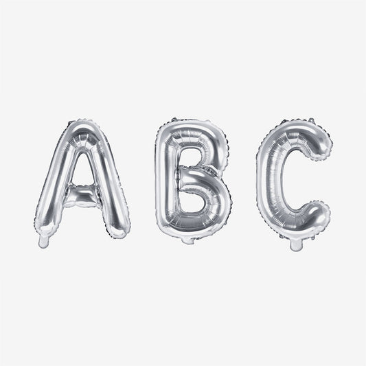 Small silver letter balloon for birthday decoration, wedding decoration, baptism decoration