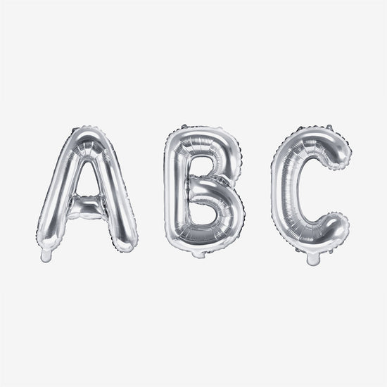Pequeño globo con letras plateadas para decoración de cumpleaños, decoración de bodas, decoración de bautizos