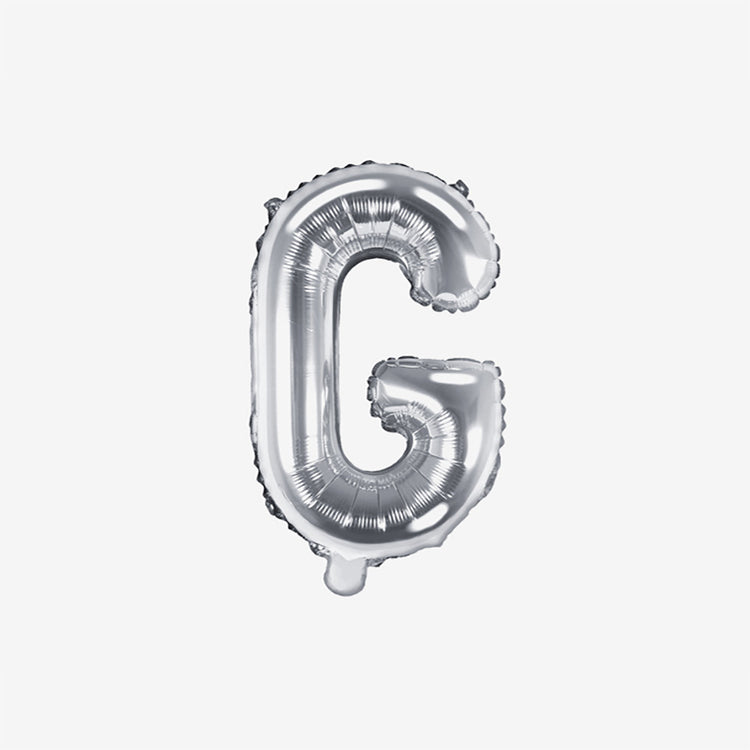 Petit ballon lettre argenté G pour decoration anniversaire et decoration mariage