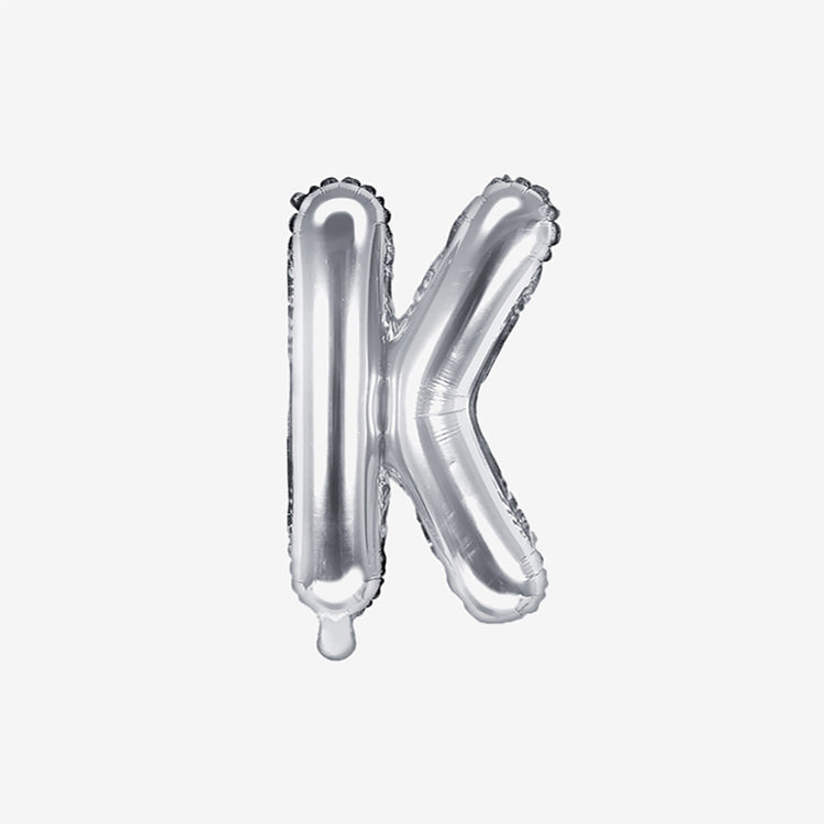 Petit ballon lettre argenté K pour decoration anniversaire et decoration mariage