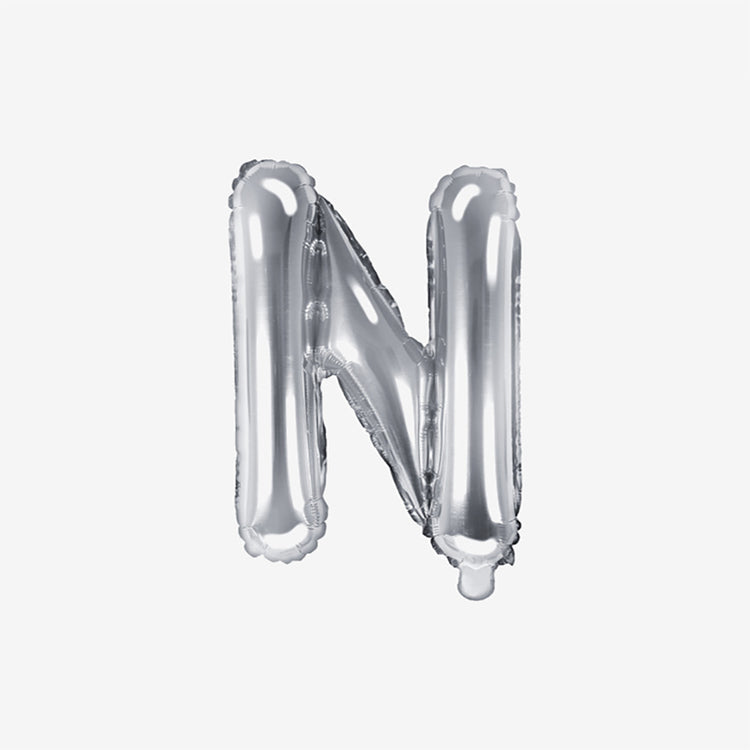 Pequeño globo plateado con letras N para decoración de cumpleaños y decoración de bodas