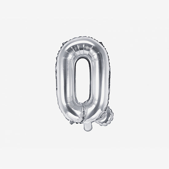 Petit ballon lettre argenté Q pour decoration anniversaire et decoration mariage