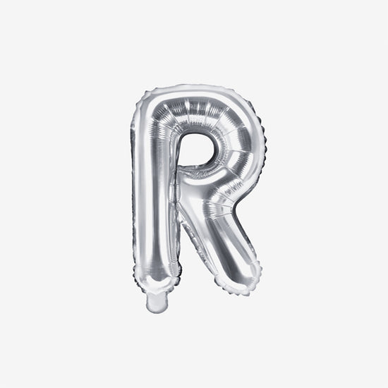 Pequeño globo plateado con letras R para decoración de cumpleaños y decoración de bodas