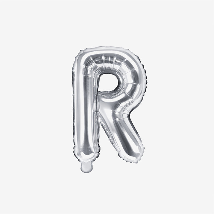Pequeño globo plateado con letras R para decoración de cumpleaños y decoración de bodas