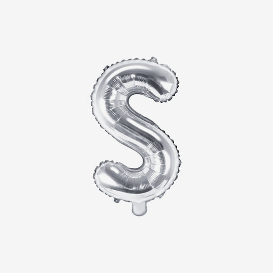 Pequeño globo plateado con letras S para decoración de cumpleaños y decoración de bodas