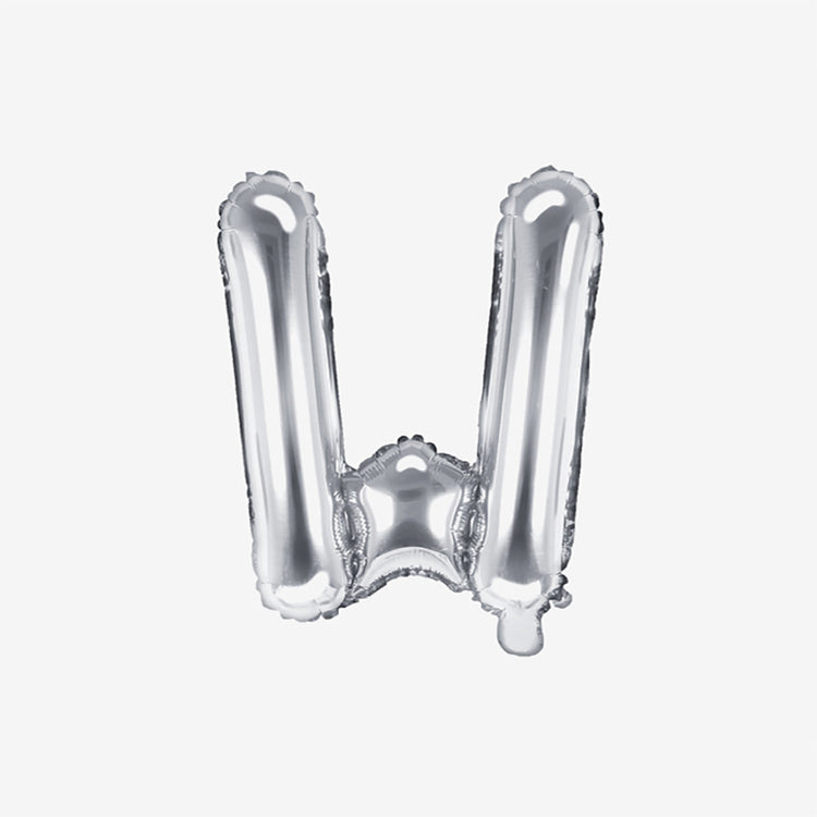 Pequeño globo con letras plateadas W para decoración de cumpleaños y decoración de bodas