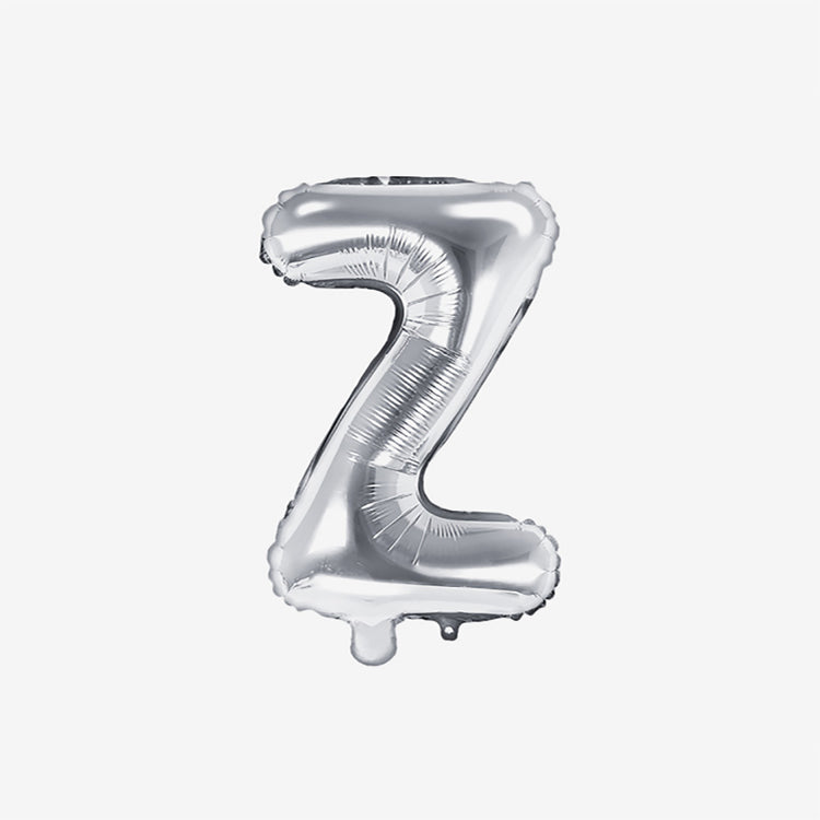 Pequeño globo plateado con letras Z para decoración de cumpleaños y decoración de bodas