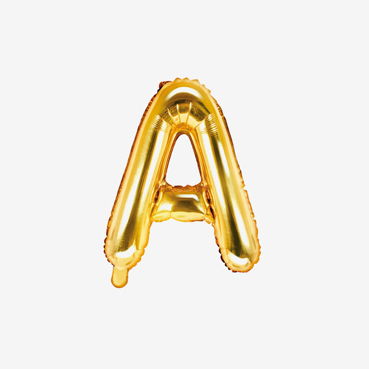 Pequeño globo con letras doradas A para decoración de cumpleaños y decoración de bodas