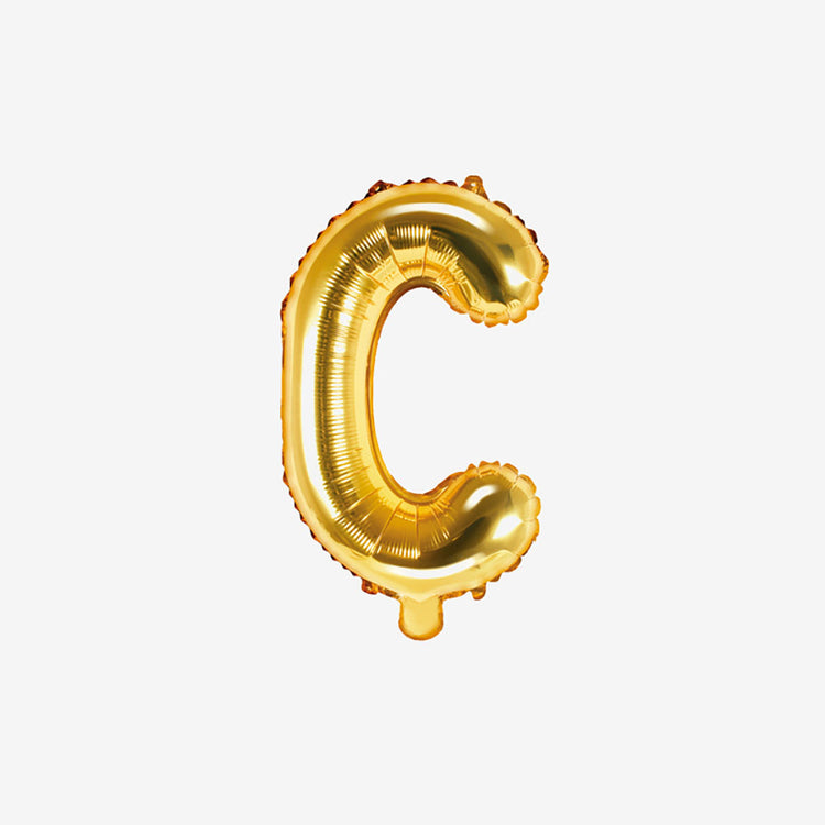Pequeño globo dorado con letra C para decoración de cumpleaños y decoración de bodas