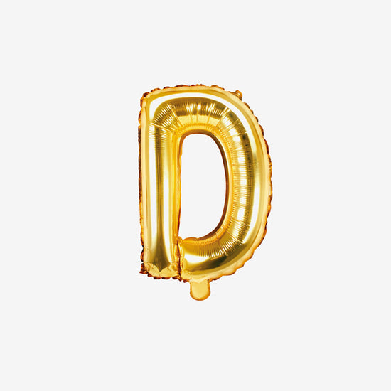 Petit ballon lettre doré D pour decoration anniversaire et decoration mariage