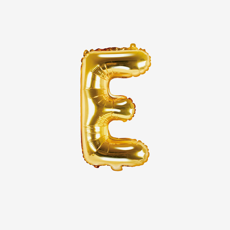 Pequeño globo con letras doradas E para decoración de cumpleaños y decoración de bodas