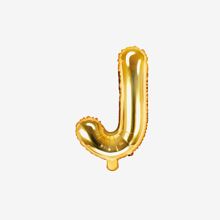 Pequeño globo con letras doradas J para decoración de cumpleaños y decoración de bodas