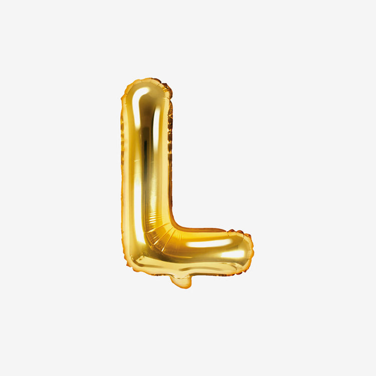 Pequeño globo con letras doradas L para decoración de cumpleaños y decoración de bodas