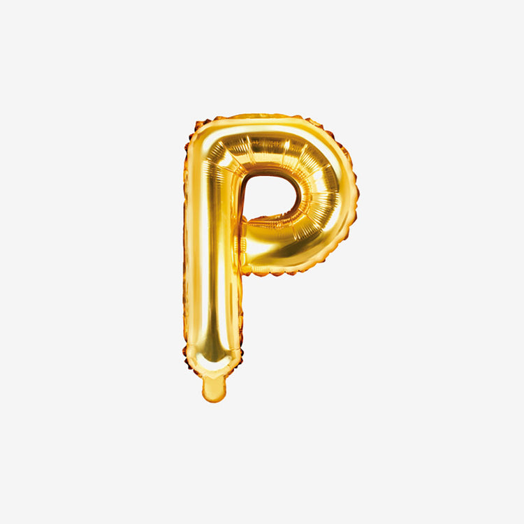 Pequeño globo dorado con letras P para decoración de cumpleaños y decoración de bodas