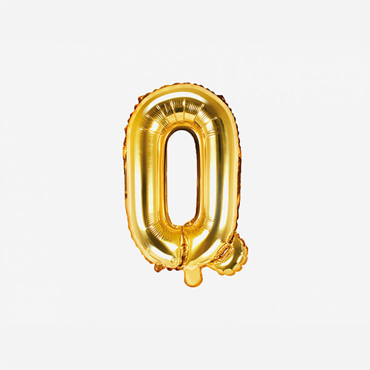 Pequeño globo dorado con letra Q para decoración de cumpleaños y decoración de bodas