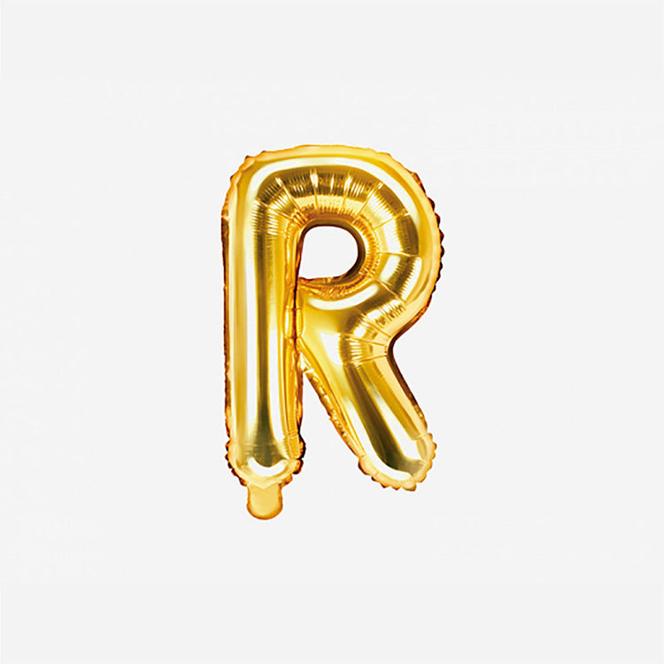 Pequeño globo con letras doradas R para decoración de cumpleaños y decoración de bodas