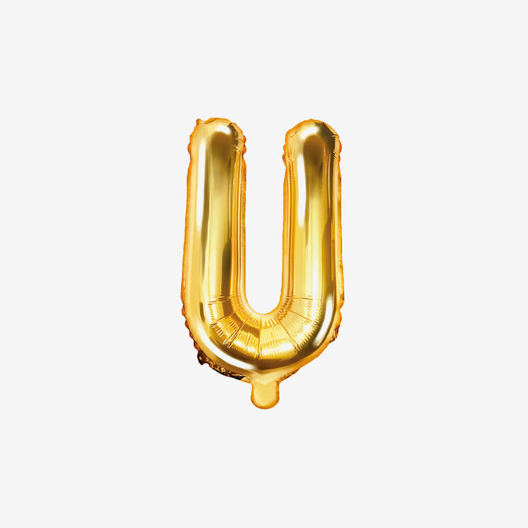 Pequeño globo con letras doradas U para decoración de cumpleaños y decoración de bodas