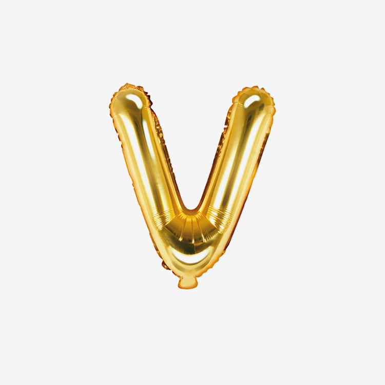 Petit ballon lettre doré V pour decoration anniversaire et decoration mariage