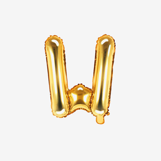 Pequeño globo con letras doradas W para decoración de cumpleaños y decoración de bodas