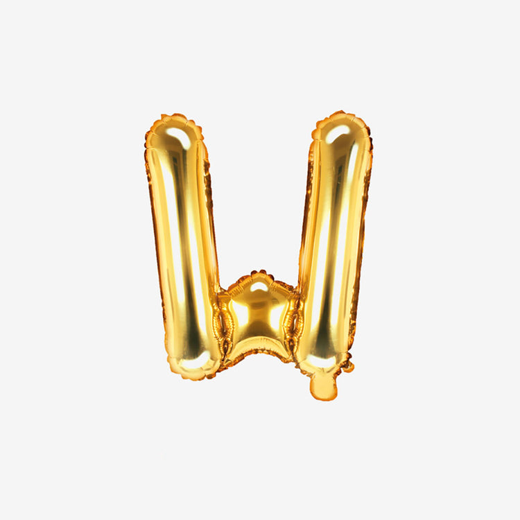 Petit ballon lettre doré W pour decoration anniversaire et decoration mariage