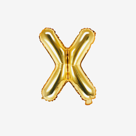 Petit ballon lettre doré X pour decoration anniversaire et decoration mariage