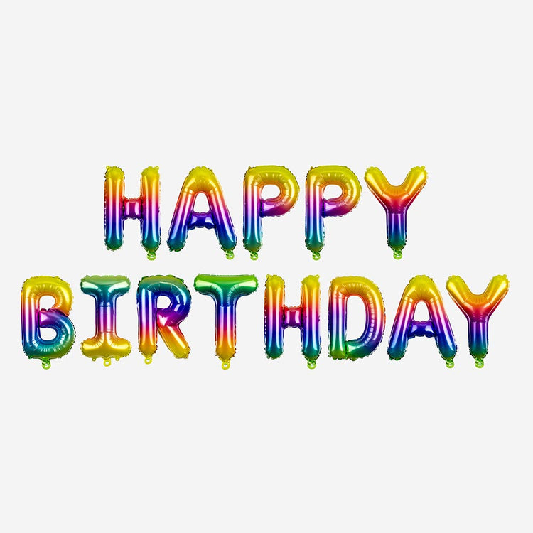Guirnalda de globos de feliz cumpleaños de arco iris degradado para deco de cumpleaños