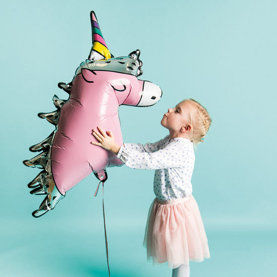 Décoration fête anniversaire fille thème licore : ballon licorne punk